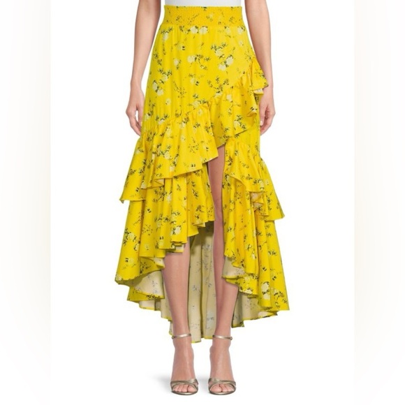 Alice + Olivia Cristina Floral Ruffle Wrap Skirt